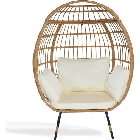 Fauteuil Œuf à poser Ravigarden Nino - Rotin / Blanc (1/5)