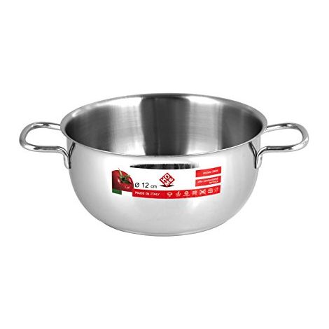 Home in Rombo Casseruola Inox Due Manici Cm12 Pentole Acciaio Inossidabile (1/2)