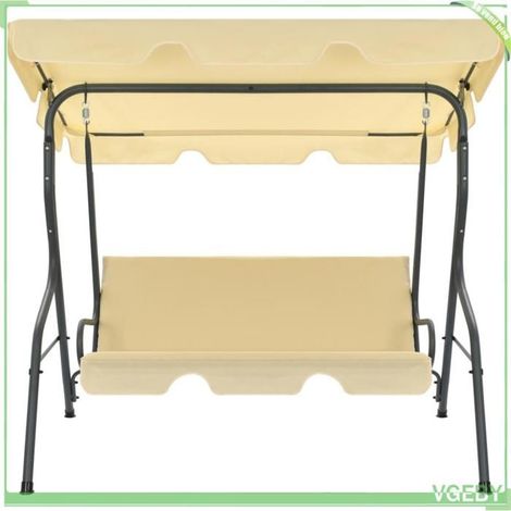 Balancelle de jardin - FAF EICY - 45350 - blanc crème - 170 x 110 x 153 cm - cadre acier (1/5)