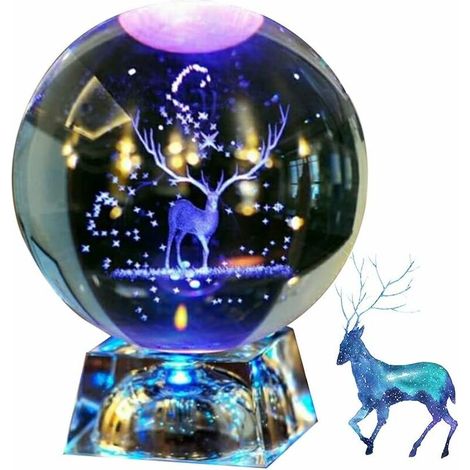 Sfera di cristallo con supporto a forma di lampada 3D, sfera decorativa incisa al laser, sfera di vetro trasparente, regalo di Natale per bambini, regalo di compleanno per ragazzo e ragazza