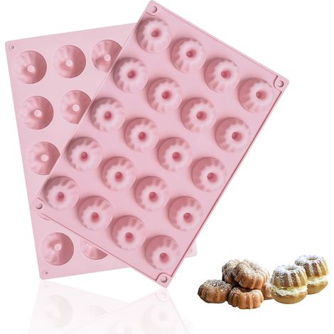 Lot de 2 Moule à kouglof silicone Mini moule à kouglof - Moule à pâtisserie Petit modèle traditionnel Paris Savarin avec revêtement antiadhésif 29X19.5X2.2cm (1/5)