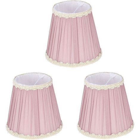 Abat-jour en tissu E14 à clipser, lot de 3 pièces pour lustre à bougie, lampe murale, lampe de table, décoration intérieure - Violet clair (1/4)