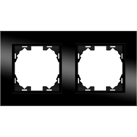 Marco de Cristal Empotrable Negro para 2 Módulos Serie wLux  Negro  | IluminaShop
