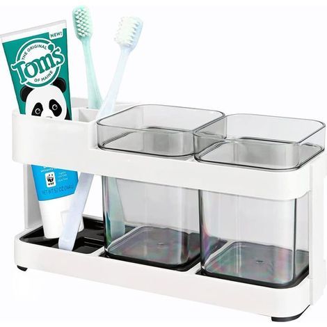 two-person toothbrush holder - non-slip ABS - 22.5 x 7.5 x 11.5 cm (1/5)