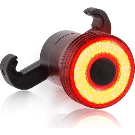 Luz trasera inteligente para bicicleta, detección de freno, encendido y apagado automático, 22 potentes luces LED, 5 modos de iluminación, recargable por USB C, luz trasera de aluminio resistente al a