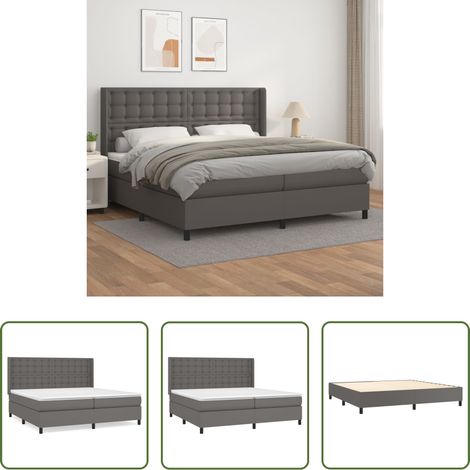 vidaXL Matratze - Boxspringbett mit Matratze Grau 200x200 cm Kunstleder (1/5)