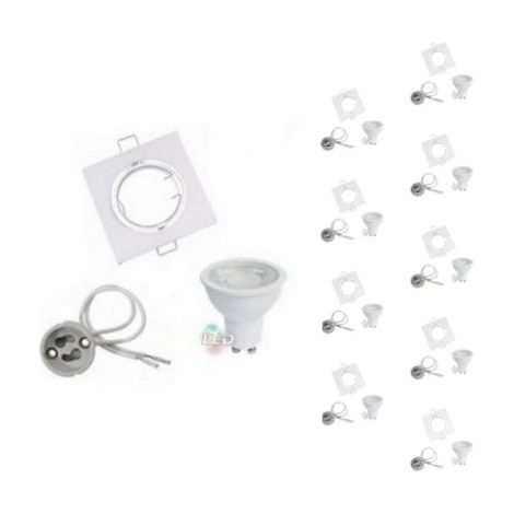 Kit Spot LED GU10 Orientable Carré Blanc avec Ampoule LED 8W - Pack de 10 - Blanc Froid 6000K - 8000K - SILAMP (1/3)