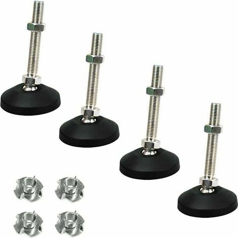 Verstellbare Füße, 4 Stück, verstellbare Füße, M8, verstellbare Füße für Möbel, Metall-Möbelbeine, höhenverstellbare Füße, Einstellschraube für Möbelfüße mit Krallenmutter FLITI