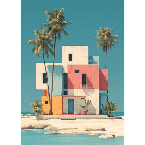 Tableau sur toile bâtiment design 30x45 cm - Impression sur Toile Murale Décorative - Image imprimée en HD sur Toile - Toile sur Châssis en Bois FSC - Fabriqué en France (1/5)