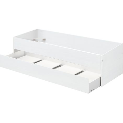Lit gigogne coloris blanc - Hauteur 54 x Longueur 202 x Profondeur 97 cm -PEGANE-