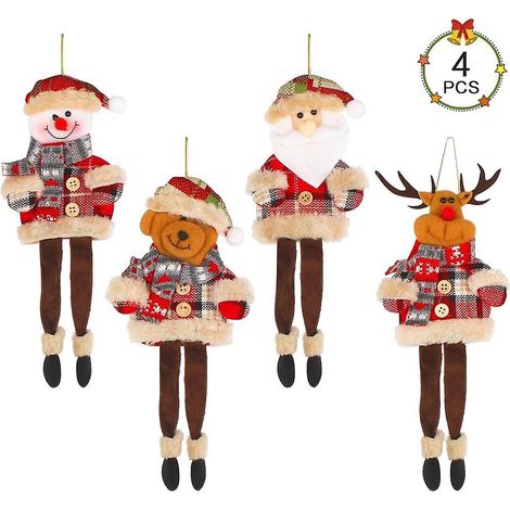 Pendentifs festifs pour sapin de Noël - Ensemble de 4 décorations Père Noël (1/5)