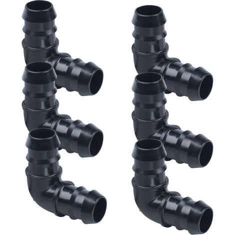 lot de 6 pieces Coude cannelé 90°  ø 16 mm pour arrosage goutte a goutte - jardiboutique