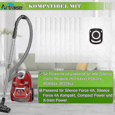 Lot de 10 sacs de rechange pour aspirateurs compatibles avec les modèles Rowenta Hygiene, Compact Power, X-trem Power et Silence Force ZR200520, édition 1028 (1/4)