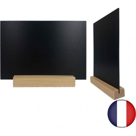 Porte menu de table en bois brut dimensions 15 x 3,6 x 2,3 cm avec ardoise A5 - Lot de 2 (1/5)