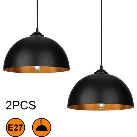 Wolketon 2 Vintage Industrial Lámparas Colgantes LED Araña E27 negro y oro lámpara colgante (1/5)