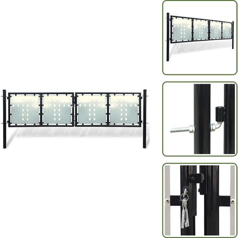Cancello per recinzione - vidaXL Cancello per Recinzione a una Porta Nero 300x75 cm - Cancello con cerniere