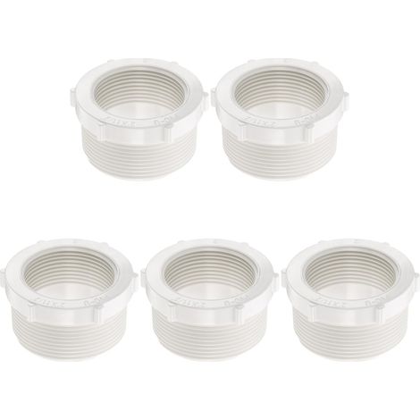 5 Pcs Manchon Réducteur PVC Filetage Mâle G2" Vers Filetage Femelle G1-1/2" Raccord Réducteur Adapter PVC Pour Système De Plomberie De Connexion De Tuyaux, Blanc (1/5)