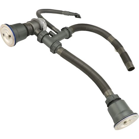 Kit vidage évier cuisine double bac anti-odeur à paroi épaisse résistant chaleur tuyau drainage domestique (1/5)