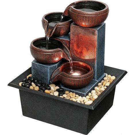 Fontaine de table Zen pour la méditation fontaine d eau bureau lumière LED roches rivière naturelles bureau maison chambre coucher (1/5)
