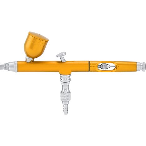 Aérographe à double action et alimentation par gravité, 0,3 mm, kit d'outils pour peinture artistique, tatouage et ongles (doré) (1/5)