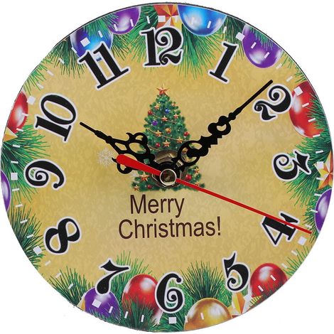 Horloge Murale Noël - 30 Cm - Cadran Ronde en Panneau Composite - Pour Chambre Salon Bureau - Sans Pile - 1 Pièce (1/5)