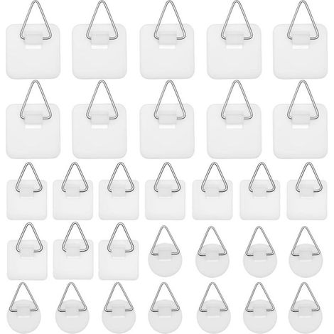 30 Pcs Adhesive Wall Hooks, Invisible Adhesive Picture Hooks, No Drilling Wall Hooks, No Drilling Frame Mounting for Photos, Art Paintings (1/5)