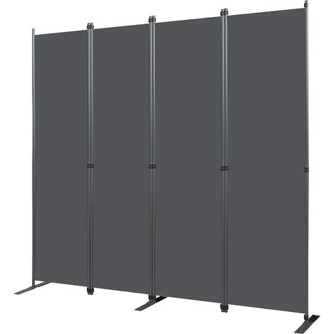 Biombo divisorio a 4 pannelli 204 x 180 cm grigio scuro (1/5)