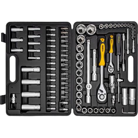 Coffret à douilles 94 pièces Chrome vanadium 1/2" et 1/4" Malette professionnelle VITO (1/3)