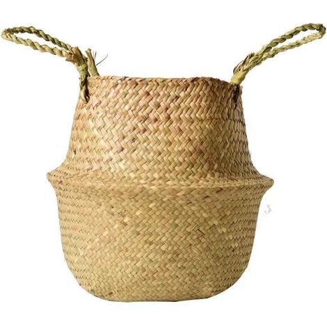 Panier ventral en jonc de mer, panier de rangement naturel, panier à linge en osier (1/5)