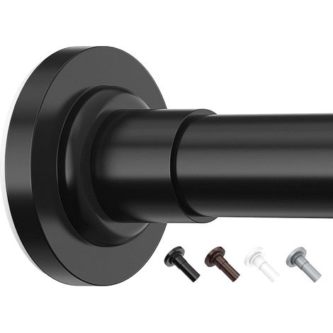 Tringle à rideau extensible de 53 à 119 cm, tringle télescopique pour salle de bain ou fenêtres, sans perçage, sans glissement, sans rouille, noir (1/5)