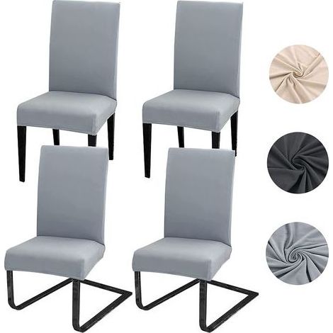Housses de chaise, grises Lot de 4 housses de chaise élastiques Housses de chaise de salle à manger amovibles et lavables