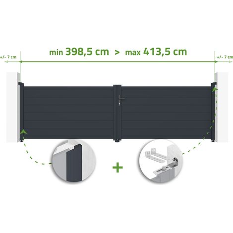 Portail battant ajustable en largeur EIGER 4m H.115cm Aluminium Gris Anthracite (1/4)
