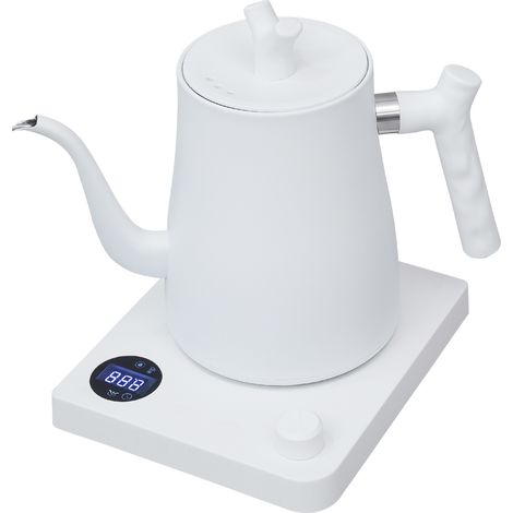 Wasserkocher, intelligenter Wasserkocher mit Schwanenhals, Weiß elektrischer Wasserkocher mit einstellbarer Temperatur (1/5)