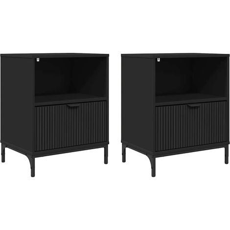 Lot de 2 Tables de chevet - Tables de nuit Noir 49 x 36 x 61 cm Bois d'ingénierie fr34989 (1/5)