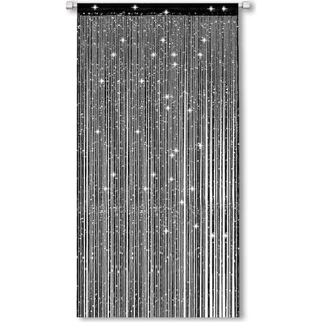 Rideau anti-mouches pour porte de balcon, porte de terrasse - 100 x 200 cm - Noir pailleté - Protection contre les mouches (1/5)