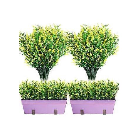 12er-Pack künstliche Lavendelsträucher, künstliches Grün, Lavendelblüten, UV-beständige Pflanzen für Blumenarrangements, Tischdekorationen, Hausgarten (Gelb 3)