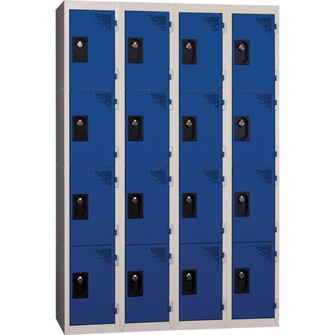 PROVOST - Vestiaire multicases Provost - 4 colonnes × 4 cases en acier bleu