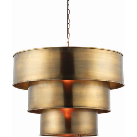 Endon Morad - Sospensione a soffitto cilindrico a 1 luce in ottone antico, E27 (1/5)