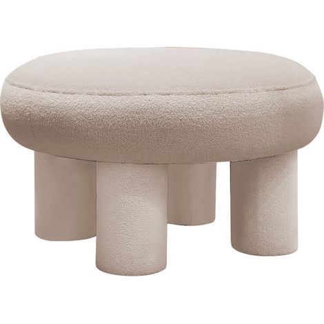 Tabouret rond XL en tissu bouclette ø60cm - Crème - BLOOMI (1/4)