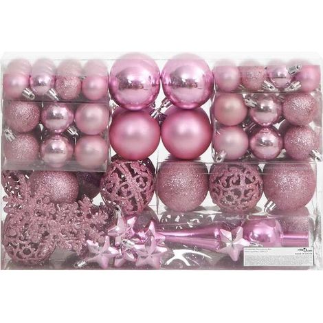 Ensemble de 111 boules de Noël roses en polystyrène (1/5)