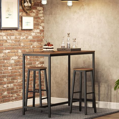 Bar Stools Set of 2, Kitchen Breakfast Bar Chiars, Industrial 63 cm Height Stools for Dining Room, Kitchen, Solid and Stable, Rustic Brown and Black EBF07BY01G1,HOOBRO (1/5)