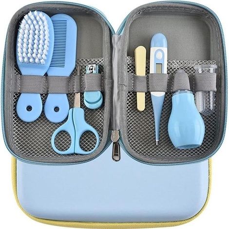 Trousse de Soin Bébé 8 pièces Professionnel Kit de toilettage pour nouveau-né Trousse de Toilette Bébé Naissance Kit soins des ongle (1/4)