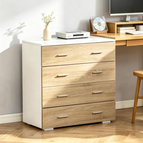 Kommode 76x35x72 cm aus Spanplatte, weiß, mit 4 Schubladen, für Wohn- und Schlafzimmer – MEUBLIV (1/5)