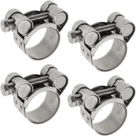 4 Pièces Universal Colliers de Serrage à Boulon en T Collier de Serrage à Tourillon Collier D'échappement Inox,Plage de Serrage 23-25mm(Argent) (1/5)