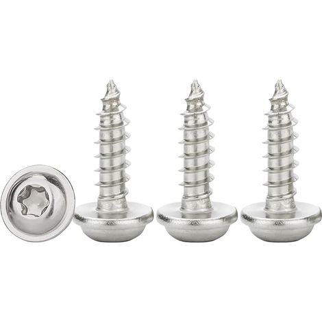 Vis à Tôle Torx M3x10mm,50 Pièces Vis a Bois avec Rondelle Acier Inoxydable A2 V2A Vis Autoperceuse à Tête bombée Plate,Dureté élevée,Entièrement Fileté (1/5)