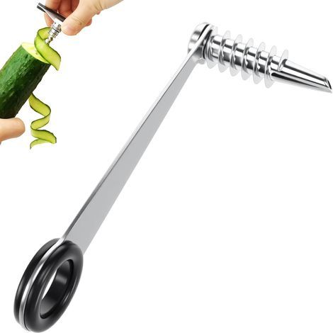 Lot de 2 coupe-pommes de terre en spirale en acier inoxydable, coupe-pommes de terre portable, ustensiles de cuisine, coupe-pommes de terre en spirale pratique, convient aux pommes de terre, légumes, (1/5)