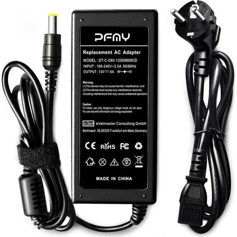 12V 6A AC Adapter Transformateur 72W Alimentation Adaptateur Chargeur pour Moniteur d'écran LCD TFT, Bande LED 3528 5050, Freebox V5, HD et V6, NAS, NAS, Disque Dur ext (1/5)