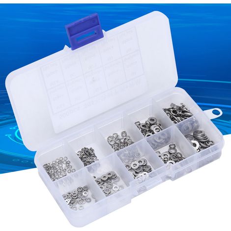 Kit de 500 rondelles plates et joints à ressort en acier inoxydable M1.6 M2 M2.5 M3 M4 (1/5)
