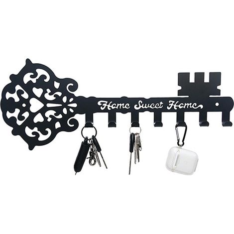 Crochet Mural Fer Forgé Noir pour Clés et Manteaux, Décor pour Entrée avec Installation Facile (1/2)