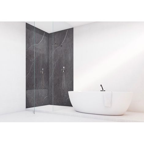 Roth – Panneau décoratif mural en aluminium composite – Rénovation rapide salle de bain – Aragon noir brillant 100 x 255 cm – Épaisseur 3 mm (1/4)
